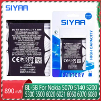 SIYAA Battery BL5B For Nokia 5300 5140 5320 5500 N80 N83 6120C 7360 3220 3230 5070 890mAh BL5B BL 5B BL-5B Li-ion Phone Bateria