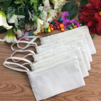 White/Beige blank canvas zipper Pencil cases pen pouches cotton cosmetic Bags makeup bags Mobile phone clutch bag SN1927