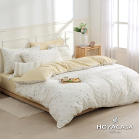 HOYACASA 100%精梳棉單人兩用被四件式床包組-心織愛戀(天絲入棉30%)
