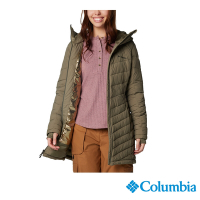 Columbia哥倫比亞 女款-防潑極暖長版連帽外套-軍綠 UWR10570AG/IF