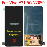 AMOLED Black 6.44 Inch For Vivo V21 5G V2050 LCD Display Screen Touch Digitizer Assembly Support screen fingerprint