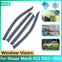 Deflectors For Nissan March K13 2011 2012 2013 March 4x Car Windows Visor Rain Smoke Sun Windshield Guard Cover Car Accessories