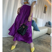仙氣飄飄緞面質感紫金百折裙