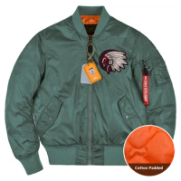 New Alpha Martin Winter Flight Bomber Pilot Cotton-padded Jacket Men Tactical Jacket Indian Head Embroidered Loose Baseball Coat