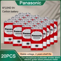 20PCS Reliable Panasonic Genuine PP3 6F22 6LR61 MN1604 9V Heavy Duty Cell Batteries