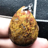 Top Natural Yellow Pietersite Pendant Jewelry For Woman Man Crystal 35x26x9mm Beads Silver Water Drop Namibia Energy Stone AAAAA