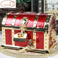 歐式復古金屬工藝帶鎖盒創意海盜寶箱珠寶盒飾品收納盒禮品盒