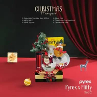 PYREX Miffy Set Piring & Mangkok Dinner 3pcs Milkglass Stylish Mudah Dibersihkan Permukaan Halus Mic