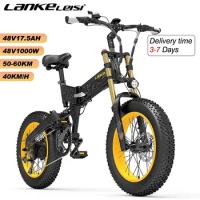 Fat Tire E Bike 1000W 48V17.5ah Battery Folding Electric Bicycle Full Suspension Double Shock Absorption 20 Inch Electric Bike