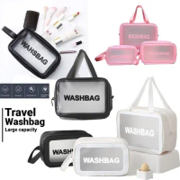 Waterproof TPU Cosmetic Bag Makeup bag Transparent Storage Bath Bag Hand Printed Portable Wash Bag