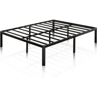 16 Inch Metal Platform Bed Frame / Steel Slat Support / No Box Spring Needed / Easy Assembly,Black, Queen\Twin\King,Furniture