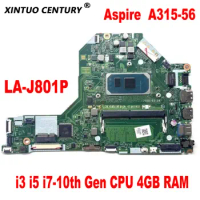 FH5LI LA-J801P Motherboard for Acer Aspire 3 A315-56 Laptop Motherboard with i3 i5 i7-10th Gen CPU 4GB RAM DDR4 100% Tested