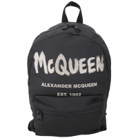 Alexander McQueen Metropolitan 塗鴉字母尼龍後背包(黑色)