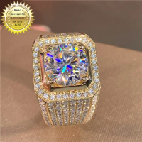 Solid 18K Gold 3ct Moissanite Diamond Ring D color VVS With national certificate MD001
