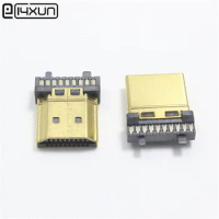2pcs HDMI 19P Gold Plated Male Plug Digital HD Connector Network set - top box Plugs Repair Parts