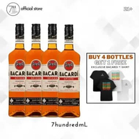 Bacardi Spiced Rum Gold Carta Oro 750mL Buy 4 Free 1x T-Shirt Short Sleeve