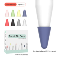 8pcs New Mute Silicone Replacement Tip Case Nib Cover Skin For Apple Pencil 1st 2nd Stylus Touchscreen Stylus Pen Case
