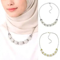 Noor Lotus Flower Necklace Kalung Panjang Hijab Friendly Bunga Teratai Flowery Pearl Mutiara NL Noor