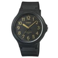 CASIO 超輕薄感實用必備大表面指針錶-(MW-240-1B2)黑x金色數字/45mm