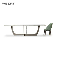 Wbert Nordic Light Luxury Living Room Marble Dining Table Rectangular Hotel Villa Home Dining Table