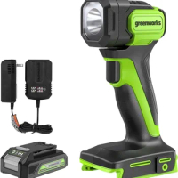 Greenworks 24V Cordless LED Flashlight Kit, 200lm Handheld Light, 2Ah Battery and Charger Included