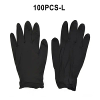100pcs Pure Nitrile Protective Gloves Black For Cleaning Inspection Food/chemical Industry S/M/L Household Tools Accessories