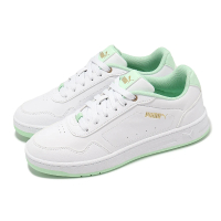 【PUMA】休閒鞋 Court Classy 女鞋 白 綠 低筒 復古 皮革 小白鞋(395021-07)