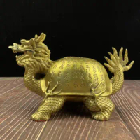 Seiko Brass Hundred Long life word dragon turtle Home decoration Crafts Statue