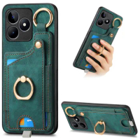 Realme 10 9 8 Pro 5G Luxury Case For OPPO Realme 11 4G Leather Wallet Ring Holder Back Cover Realmi 10 9 Pro Plus 9i Funda