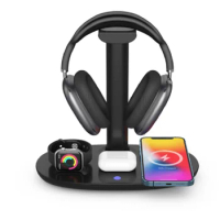 Four in one Headphone Stand for AirPods Max Headset charging rack wireless charger for Mobiles