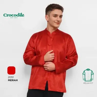 Crocodile MOON Long | Men Shirt Kemeja Lengan Panjang Original | Relax Fit Merah 2051 S