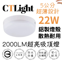H.Bear暉熊 LED 22W流雲吸頂燈 IP44防水防塵防蚊蟲(白光/自然光/黃光)