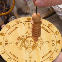 Wooden Witch Pendulum Board Kit Dowsing Pendulum Witchcraft Divination Tools For Spirit Altar Decoration Beginner Witchcraft