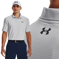 【UNDER ARMOUR】UA官方直營 男 Performance 3.0 條紋短POLO_1377376-014(灰)
