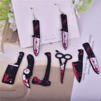 Mix 10/12pcs/lot Bloody Knife Scissors dagger Resin Charms for Earring Bracelet DIY Jewelry Making