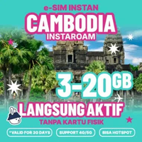 RoaminRabbit eSIM Roaming Cambodia Data 3-20GB Internet 4G/5G 5GB 30 Hari