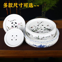 茶盤 陶瓷茶盤托盤圓形家用簡約茶台青花瓷潮汕功夫茶具儲水小茶盤茶托