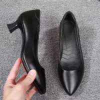 2023 New Fashion Women's High Heels Pointed Boat Shoes Black Women's Single Shoes