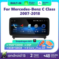 Auto Radio CarPlay Android 13 For Mercedes Benz C Class W204 W205 W447 Multimedia Player Navi BT Google Netflix IPS Touch Screen