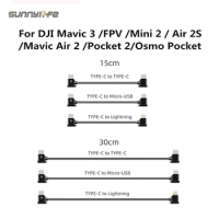 Data Cable for DJI Mavic 3 MINI 2 FPV POCKET 2 AIR 2S MAVIC Air 2 OSMO Pocket Accessories TYPE C IOS Micro USB Android Wire