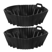 2 Pcs Baking Baking Silicone for Airfryer Round Tray Silica Gel Pot