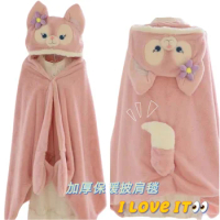 MINISO LinaBell Cartoon Anime Blanket Wearable Cloak Cape Hooded Thicken Plush Flannel Anime Sofa Blanket for Friend Gift