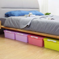 特大號塑料有蓋床底收納箱衣物整理箱儲物箱床下書收納盒滑輪