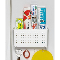 日本製FUDOGIKEN磁鐵置物籃附4個掛勾｜冰箱收納籃廚房收納籃磁力收納籃冰箱貼冰箱掛勾
