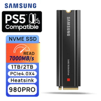 SAMSUNG 1TB 2TB SSD 980 Pro with Heatsink NVMe PCIe 4.0 M.2 2280 7000MB/S Drives for PS5 PlayStation5 Laptop Gaming Computer