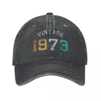 Classic Born In 1973 Birth Year Gift Baseball Cap Men Women Distressed Washed Sun Cap 50 Years Old Outdoor Travel Caps Hat
