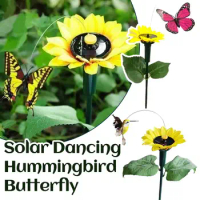 Garden Decoration Solar Powered Dancing Fluttering Butterflies Flying Humming Bird Garden Yard Outdoor Home Decoration Farmland