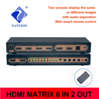 6x2 HDMI Matrix PIP HDMI 6X2 Matrix audio extractor HDMI ARC 4K/30Hz Matrix HDMI 6 in 2 out switch splitter with audio out