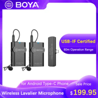 BOYA BY-WM4 PRO K6 Dual Channel Wireless Microphone for HUAWEI XIAOMI OPPO VIVO REDMI Realme ONEPLUS Android Type-C Smartphone