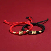 Creative Dragon Year Bracelet Golden Zodiac Dumpling Dragon Lucky Red Rope Attracts Fortune Bracelet